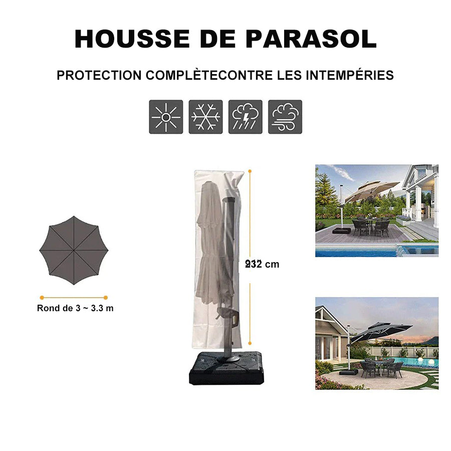 PURPLE LEAF Housse de parasol déporté avec fermeture éclair pour parasol extérieur et parasol de patio