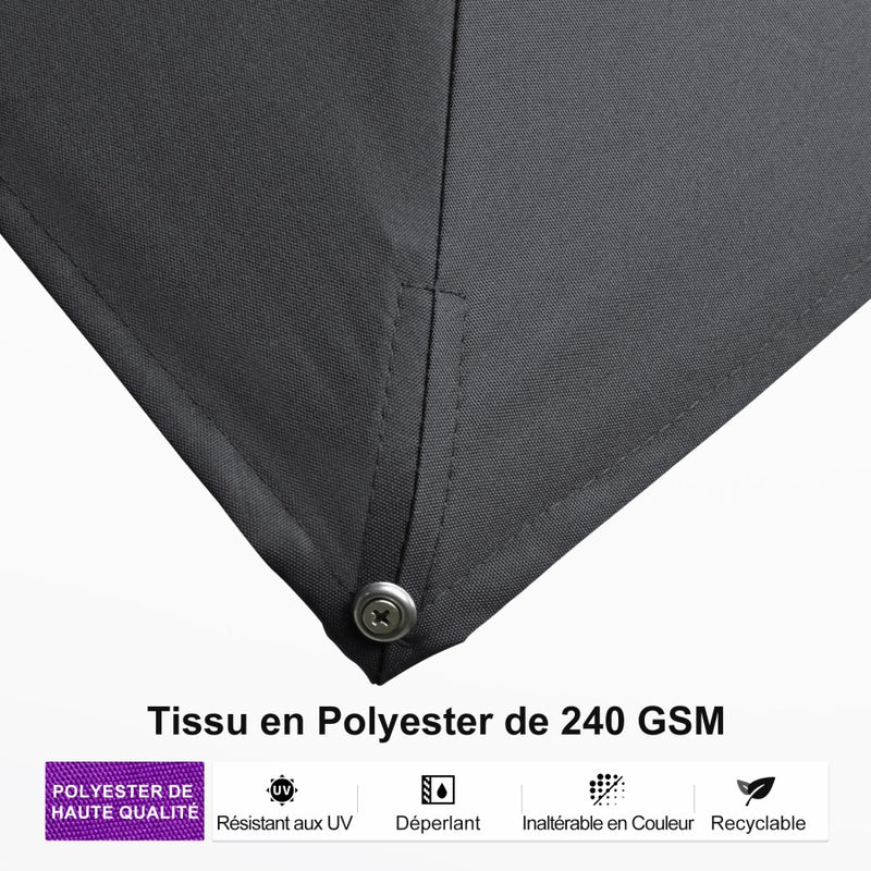 PURPLE LEAF Parasol Déporté Mégagrand à Motif Bois Carré Rectangle avec socle