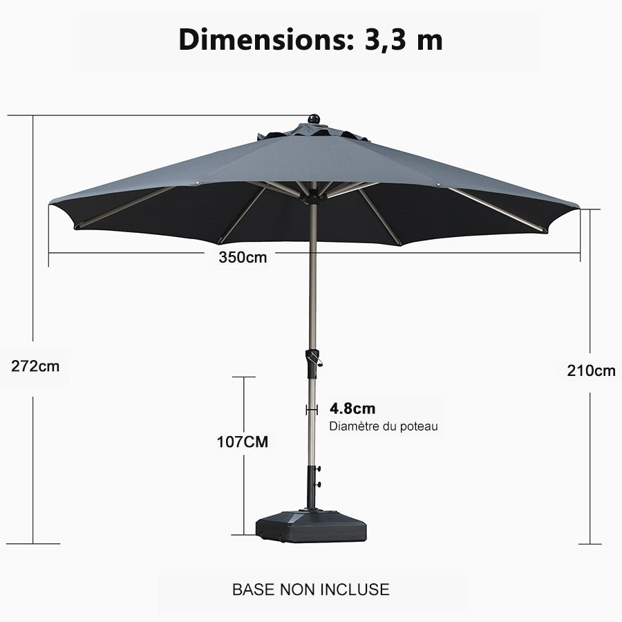 PURPLE LEAF Parasol Droit de Marché avec Système de Manivelle Visible Carré Rectangle Rond