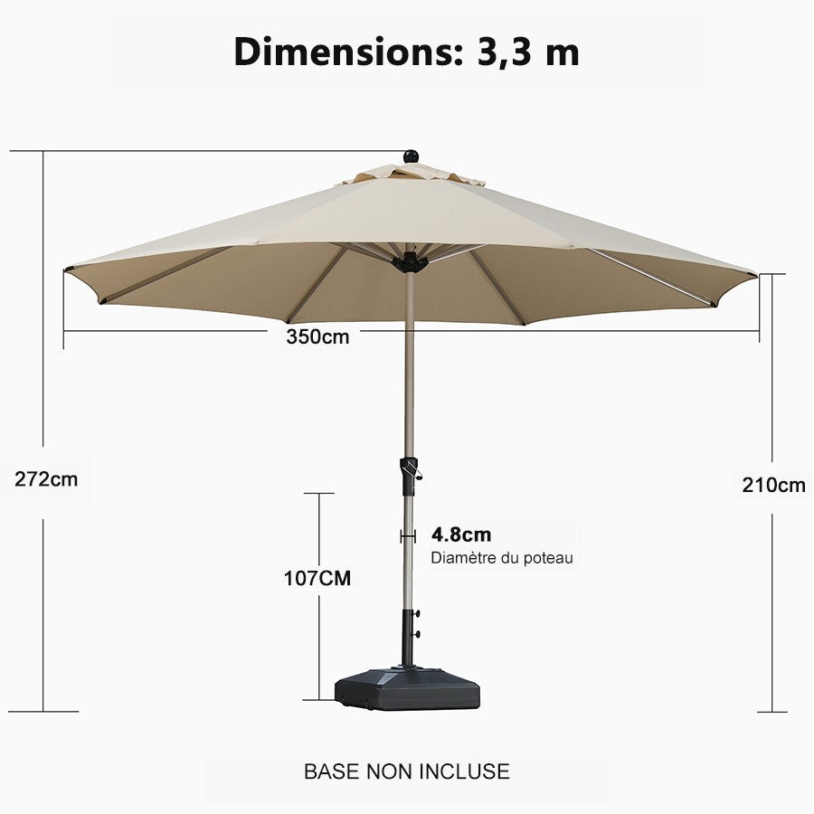 PURPLE LEAF Parasol Droit de Marché avec Système de Manivelle Visible Carré Rectangle Rond