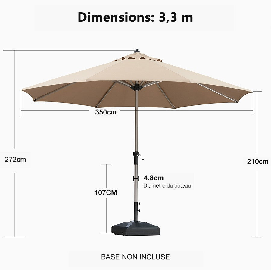 PURPLE LEAF Parasol Droit de Marché avec Système de Manivelle Visible Carré Rectangle Rond