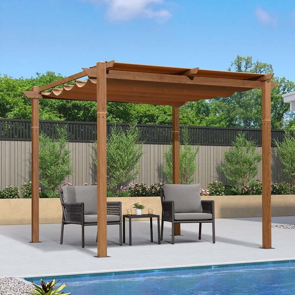 PURPLE LEAF Pergola rétractable extérieure avec pare-soleil auvent abri en métal pour patio de jardin porche pavillon de plage - Purpleaf France