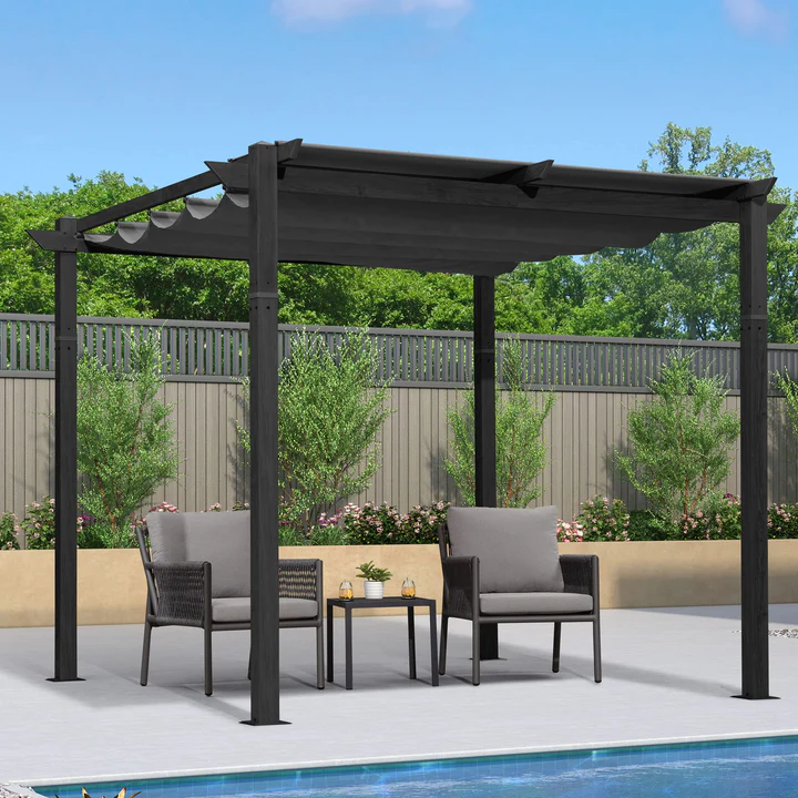 PURPLE LEAF Pergola rétractable extérieure avec abri de pergola en aluminium pour terrasse pare-soleil auvent pour terrasse d'arrière-cour