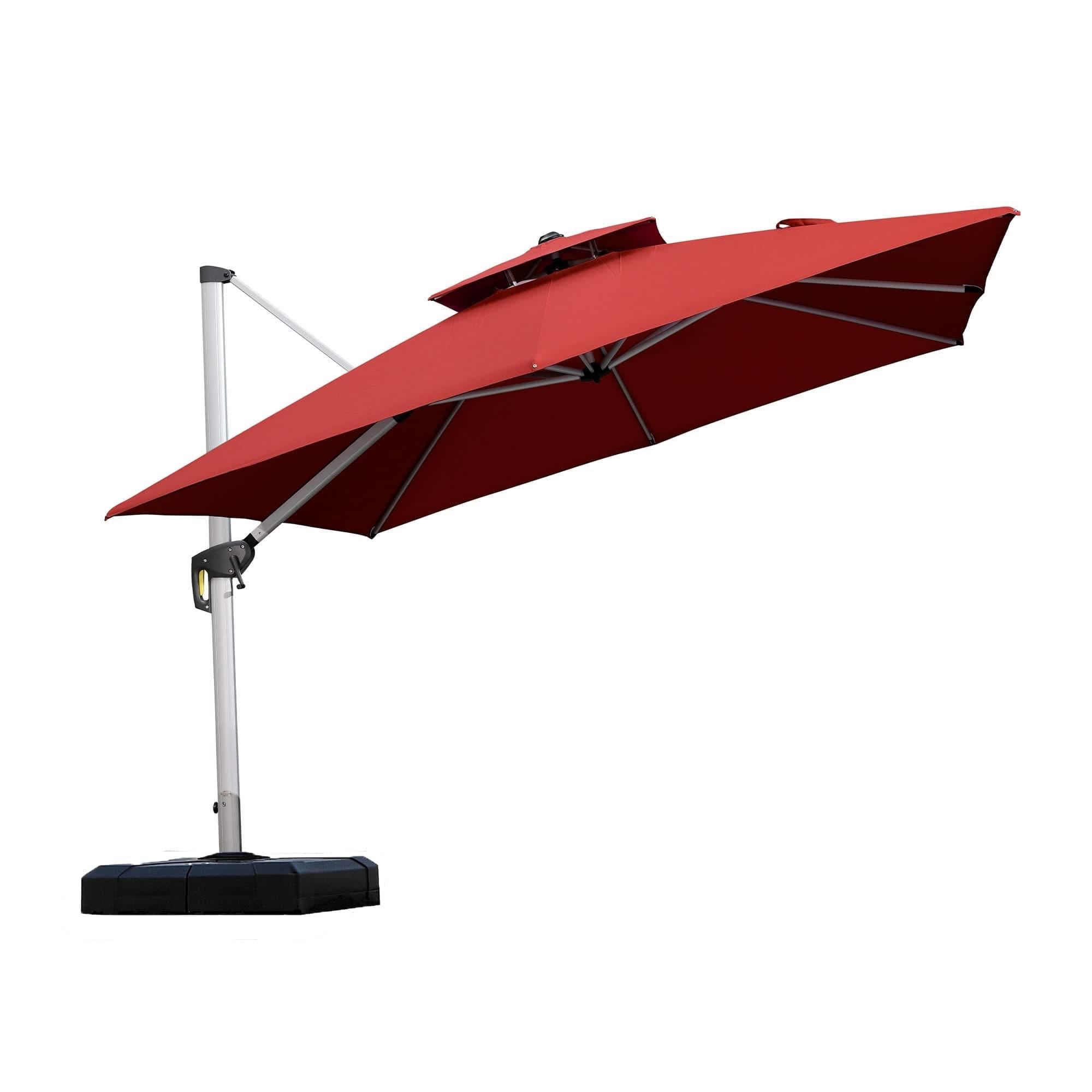 PURPLE LEAF Parasol Déporté Inclinable, Parasol De Jardin Exterieur Toit à Double Rotatif 360°,Parasol Terrasse Exterieur Luxueux - Purpleaf France