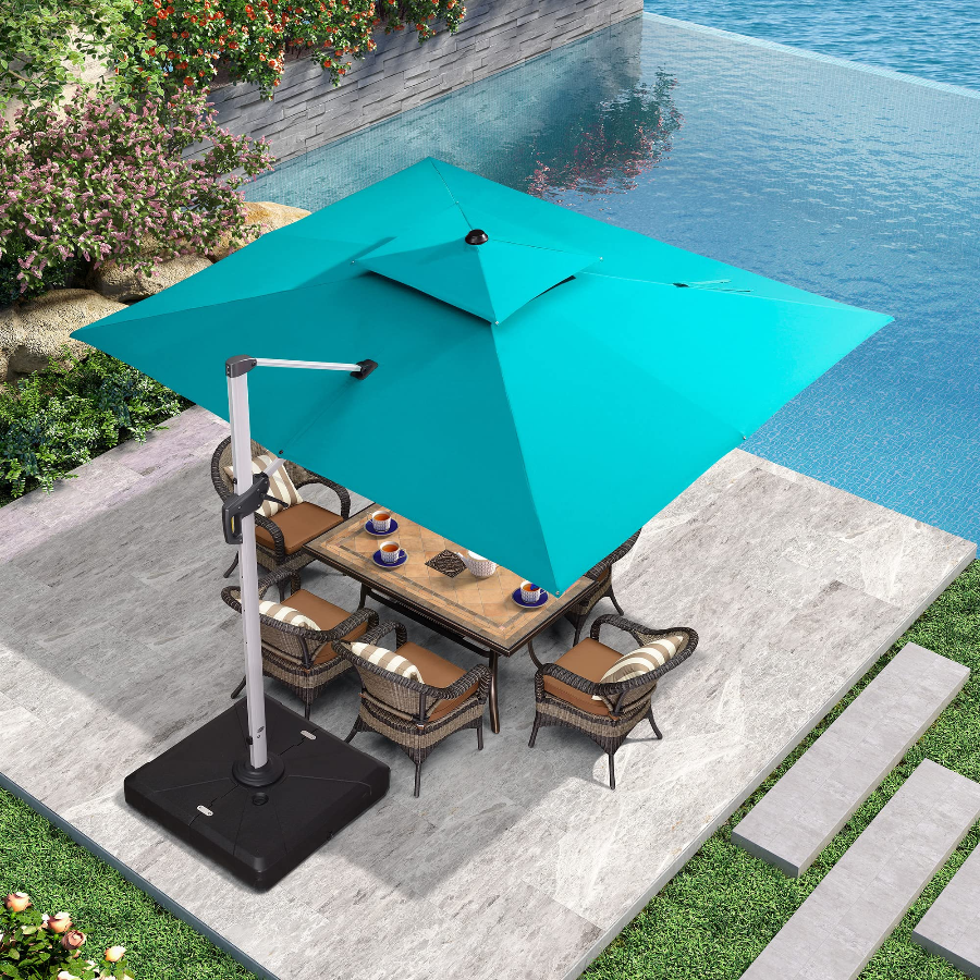 PURPLE LEAF Parasol Déporté Inclinable Rectangulaire, Parasol De Jardin Extérieur Toit à Double Rotatif 360°, Parasol Terrasse Extérieur