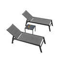 Chaise longue d'extérieur PURPLE LEAF Chaise longue de patio en aluminium 3 pièces avec table d'appoint et roues Chaise