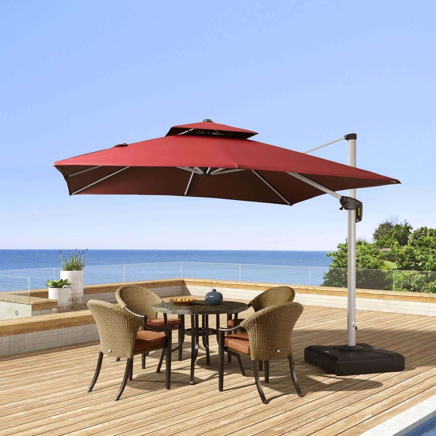PURPLE LEAF Parasol Déporté Inclinable, Parasol De Jardin Exterieur Toit à Double Rotatif 360°,Parasol Terrasse Exterieur Luxueux - Purpleaf France