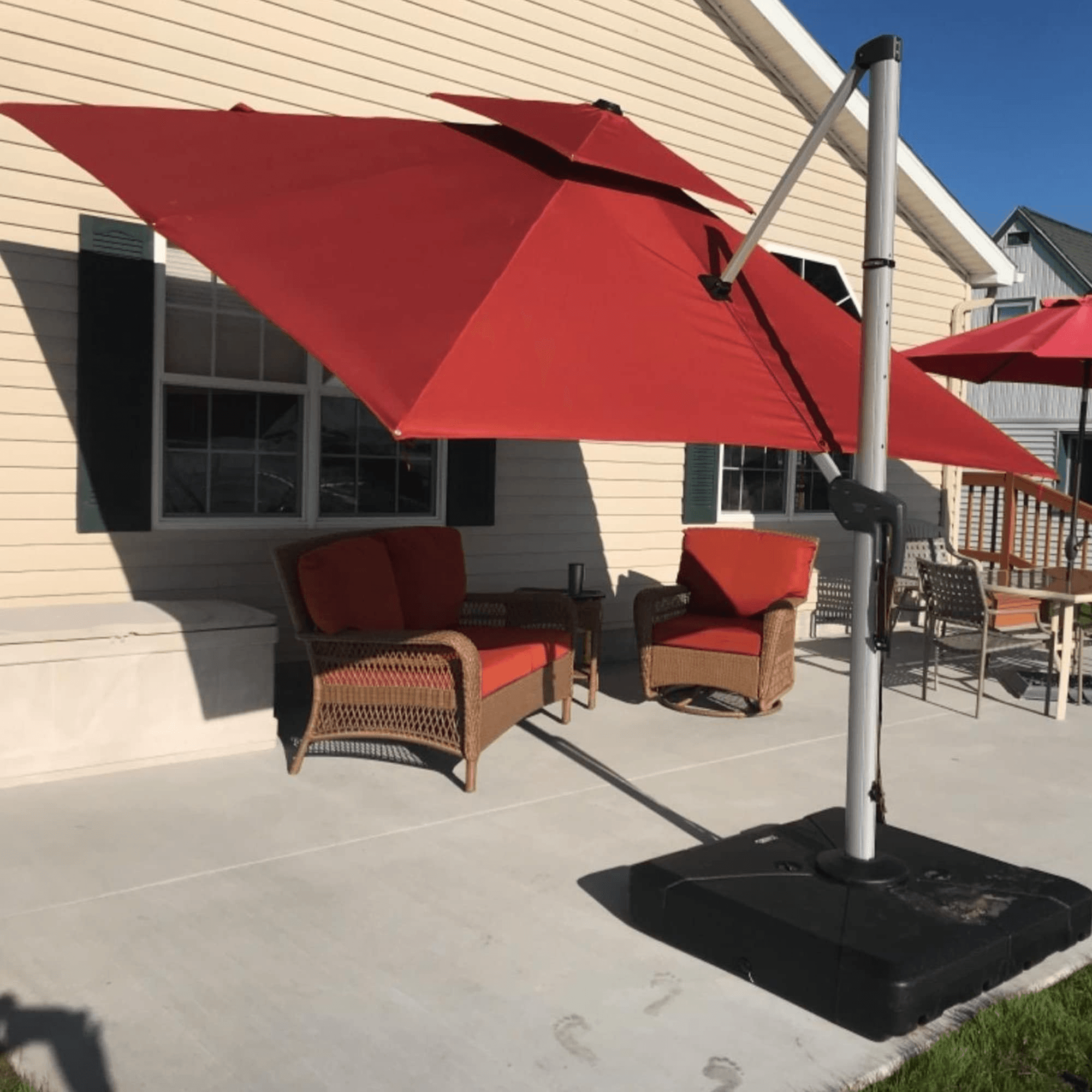 PURPLE LEAF Parasol Déporté Inclinable, Parasol De Jardin Exterieur Toit à Double Rotatif 360°,Parasol Terrasse Exterieur Luxueux - Purpleaf France
