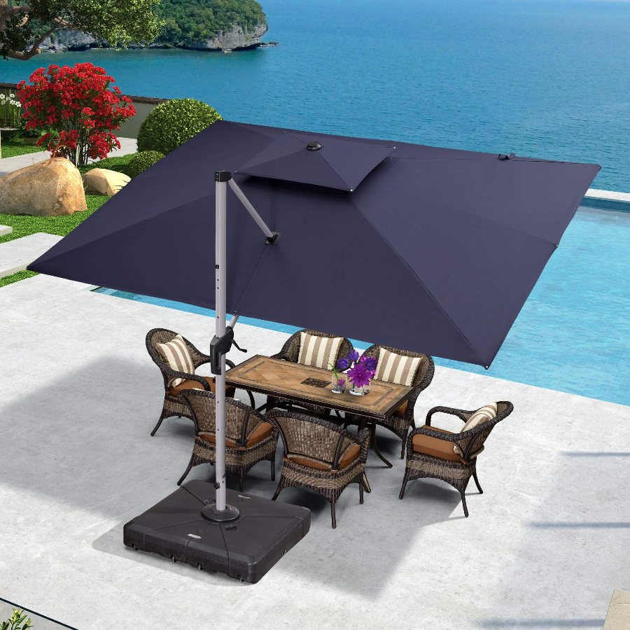 PURPLE LEAF Parasol Déporté Inclinable Rectangulaire, Parasol De Jardin Extérieur Toit à Double Rotatif 360°, Parasol Terrasse Extérieur