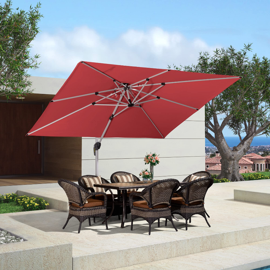 PURPLE LEAF Parasol Déporté Inclinable Rectangulaire, Parasol De Jardin Extérieur Toit à Double Rotatif 360°, Parasol Terrasse Extérieur