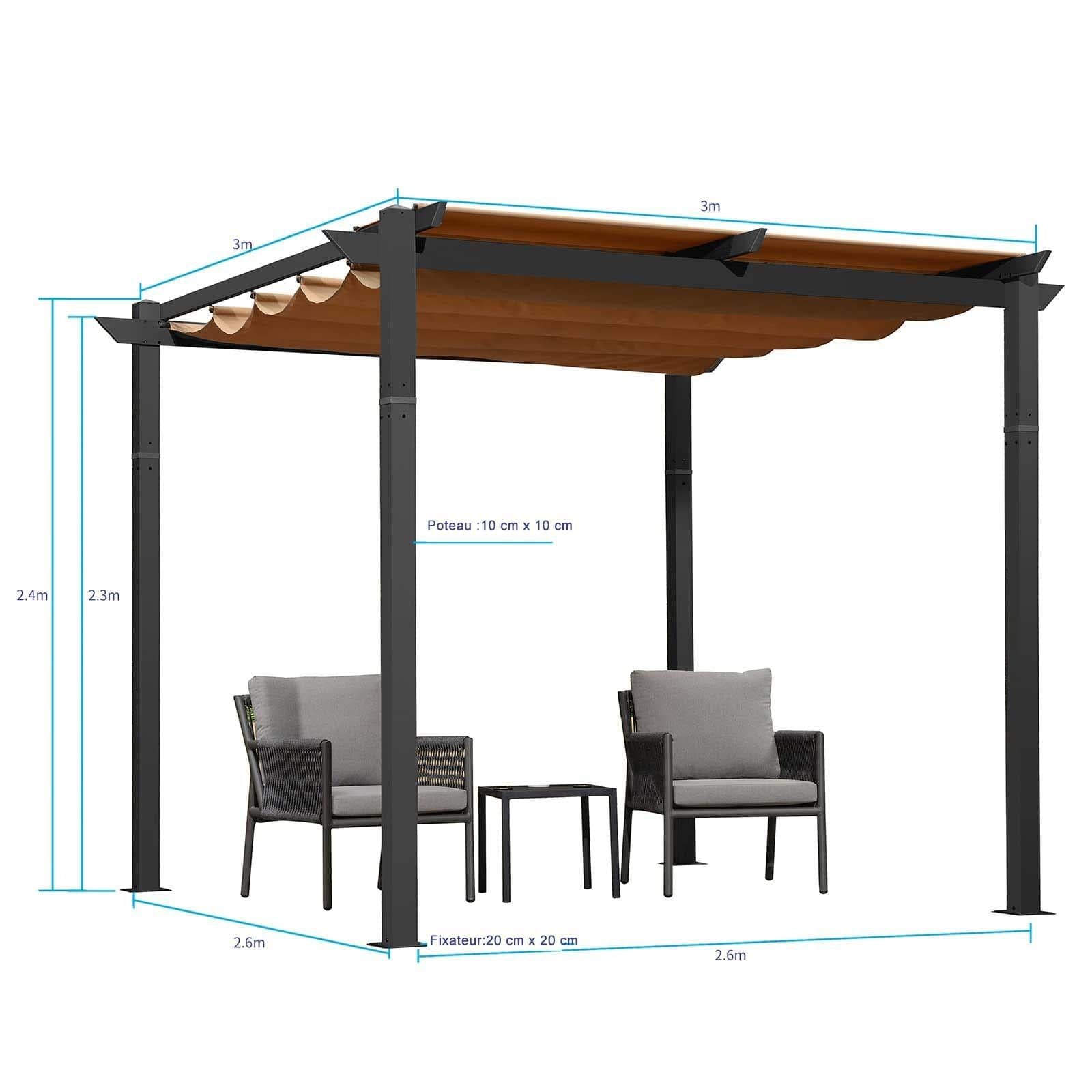Pergola rétractable extérieure PURPLE LEAF avec abri de pergola en aluminium pour terrasse pare-soleil auvent pour terrasse d'arrière-cour - Purpleaf France