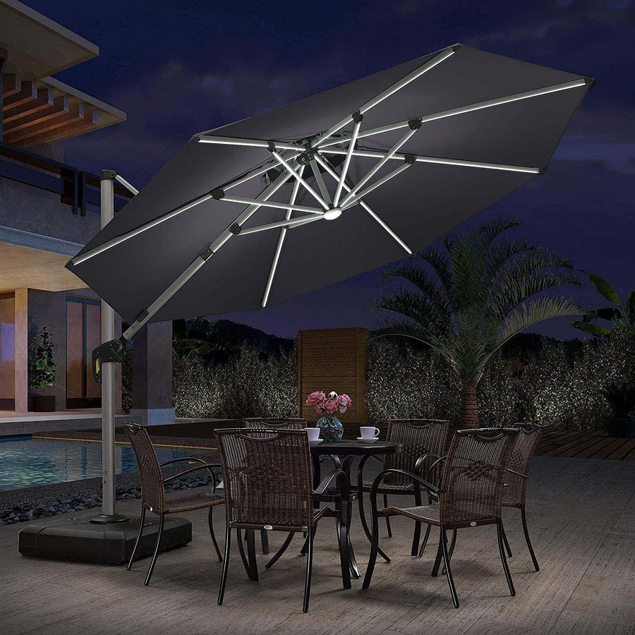 PURPLE LEAF Parasol De Jardin Extérieur Rond avec LED