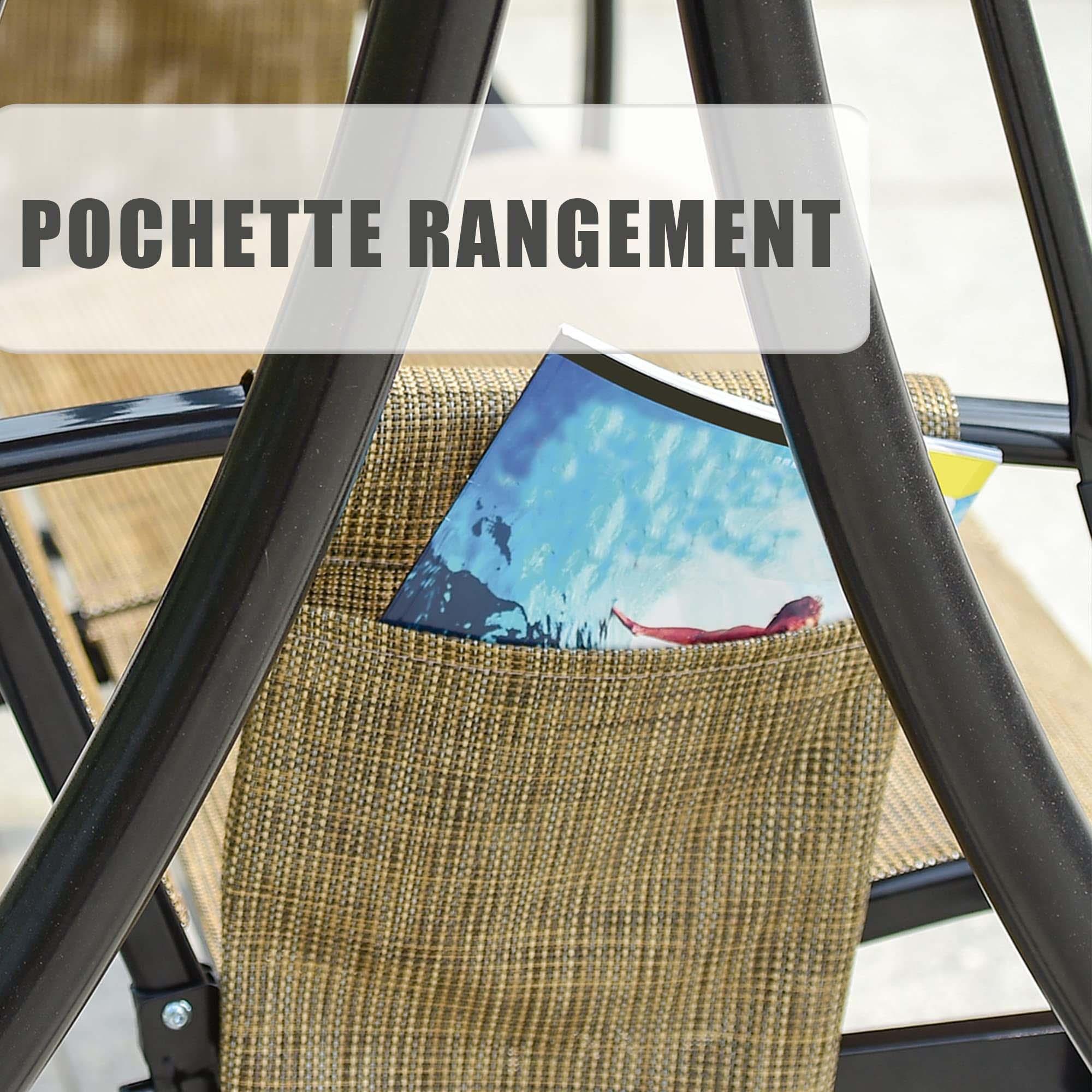 PURPLE LEAF Balançoire extérieure de luxe pour porche avec cadre en acier résistant aux intempéries, auvent à inclinaison réglable, beige - Purpleaf France