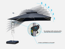 Parasol de jardin PURPLE LEAF, grand parapluie rectangulaire avec manivelle et inclinaison pour balcon et extérieur
