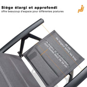 PURPLE LEAF Ensemble Table Et Chaise De Jardin Exterieur 6 Personnes Mobilier De Jardin en Aluminium Salon De Jardin Lot De 7 Table Pliable et Chaise Textilène Éponge Réglable, Noir - Purpleaf France