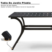 PURPLE LEAF Ensemble Table Et Chaise De Jardin Exterieur 6 Personnes Mobilier De Jardin en Aluminium Salon De Jardin Lot De 7 Table Pliable et Chaise Textilène Éponge Réglable, Noir - Purpleaf France